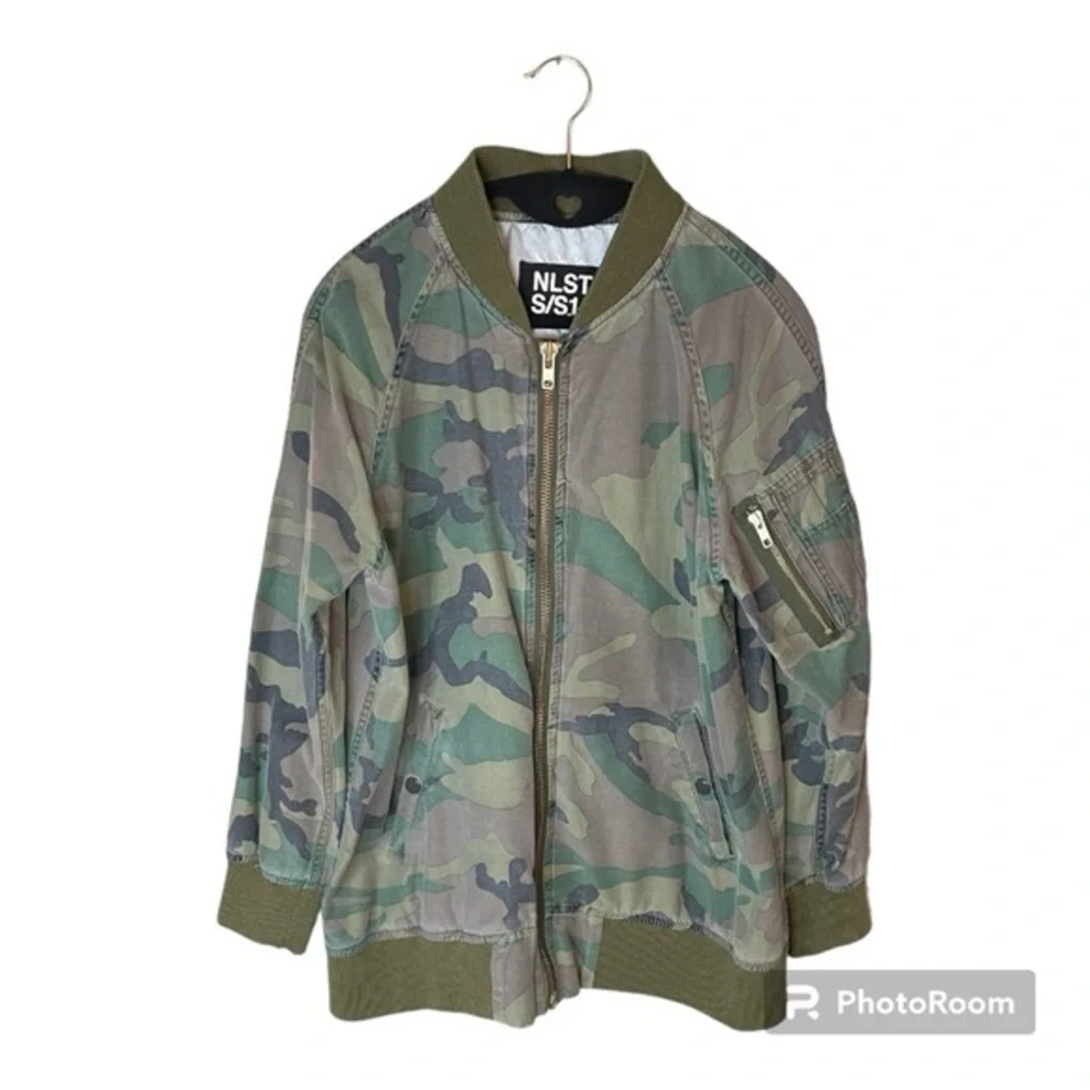 NLST S/S14 Camouflage Print Bomber Jacket Size Medium‎ Y2K